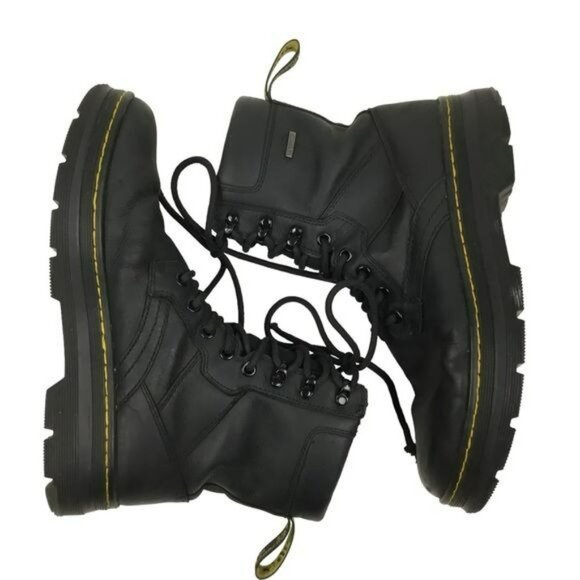 Dr. Martens AirWair Black Leather Combat Boots Lace-Up Size 9 Mens Durable Sole - Picture 4 of 14